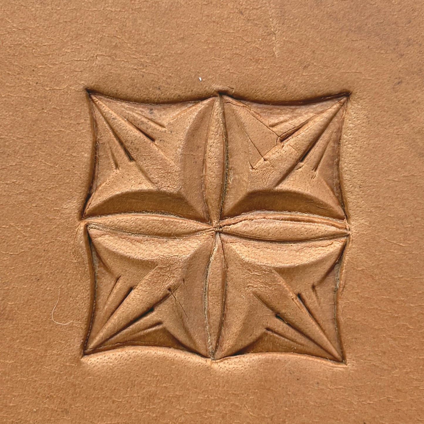 Star Shape Geometric leather stamp LT305 — pattern imprint on veg-tan leather