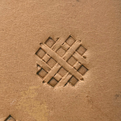 Diamond Grid Basket Weave leather stamp LT306 — single impression on veg-tan leather