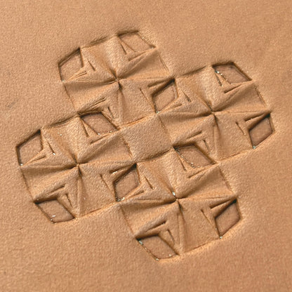 Folded Star Geometric leather stamp LT307 — pattern imprint on veg-tan leather