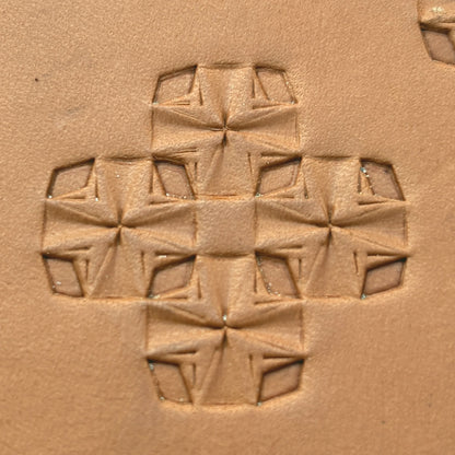 Folded Star Geometric leather stamp LT307 — pattern imprint on veg-tan leather