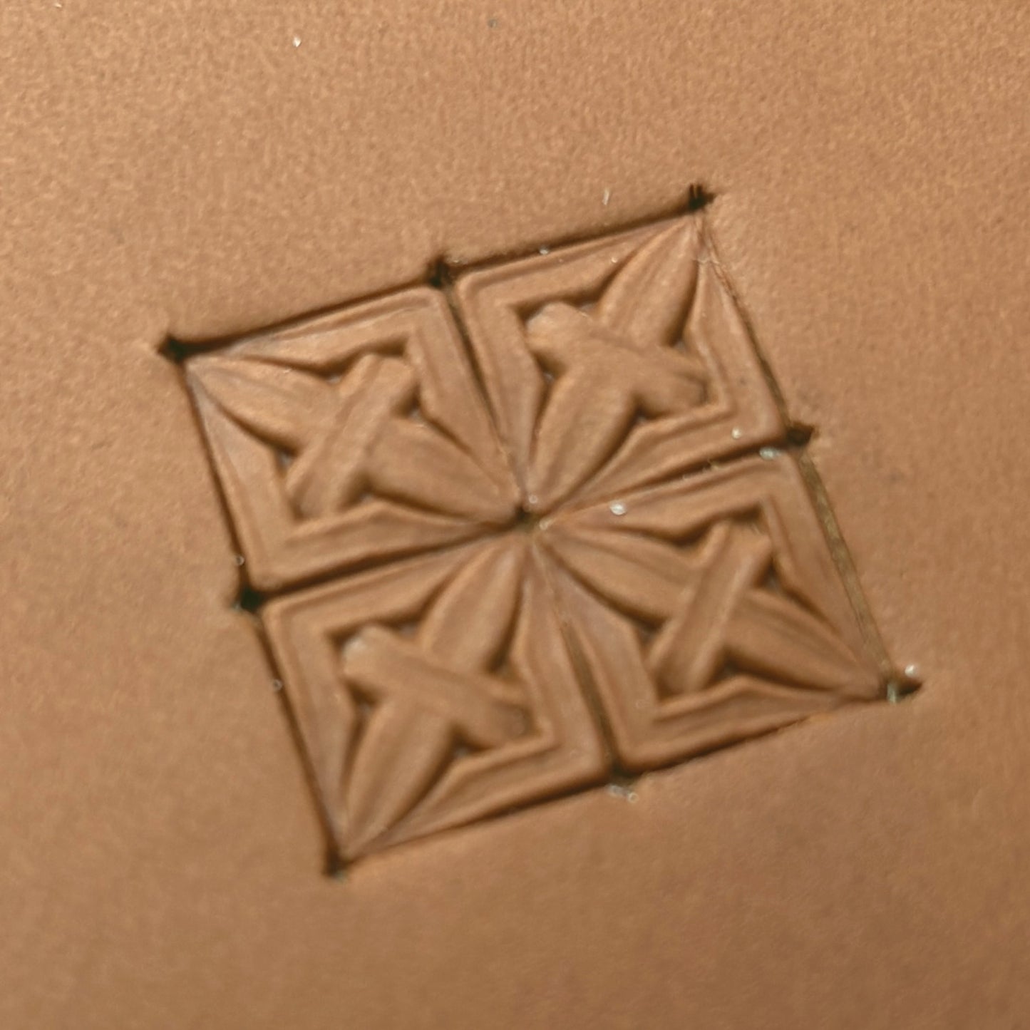 Cross Squares Geometric leather stamp LT308 — pattern imprint on veg-tan leather
