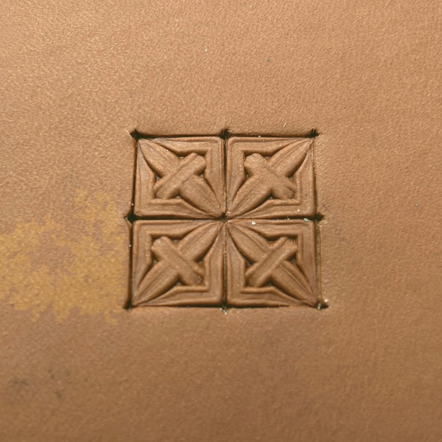 Cross Squares Geometric leather stamp LT308 — pattern imprint on veg-tan leather