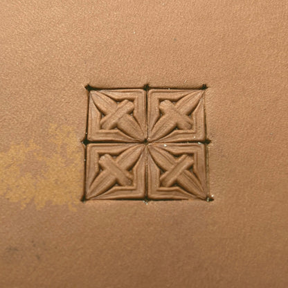 Cross Squares Geometric leather stamp LT308 — pattern imprint on veg-tan leather
