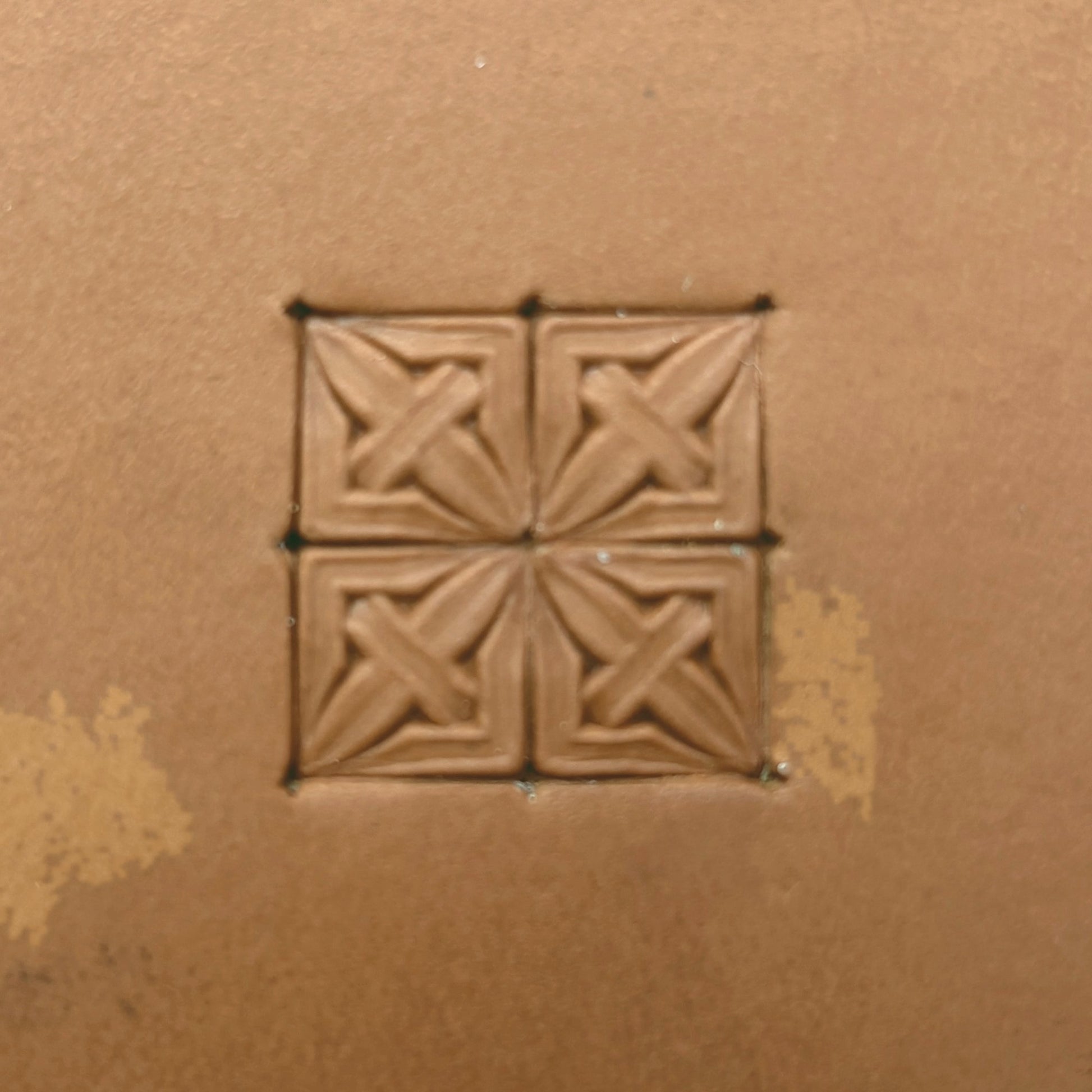 Cross Squares Geometric leather stamp LT308 — pattern imprint on veg-tan leather