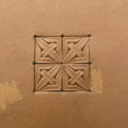 Cross Squares Geometric leather stamp LT308 — pattern imprint on veg-tan leather