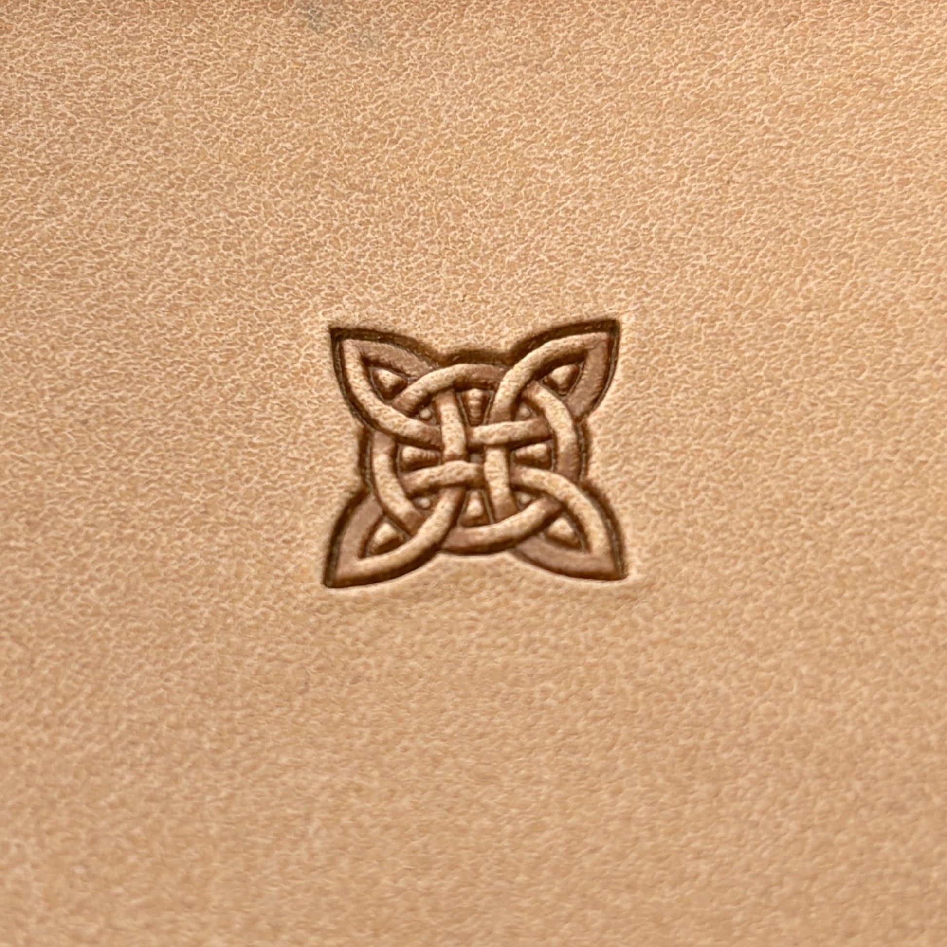 Celtic Knot Geometric leather stamp LT310 — single impression on veg-tan leather