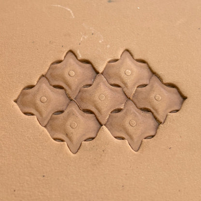 Petal Tiles leather stamp LT311 — pattern imprint on veg-tan leather