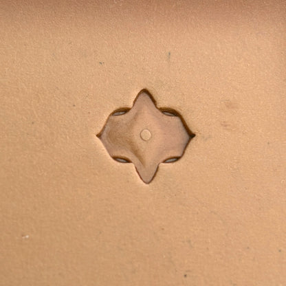Petal Tiles leather stamp LT311 — single impression on veg-tan leather