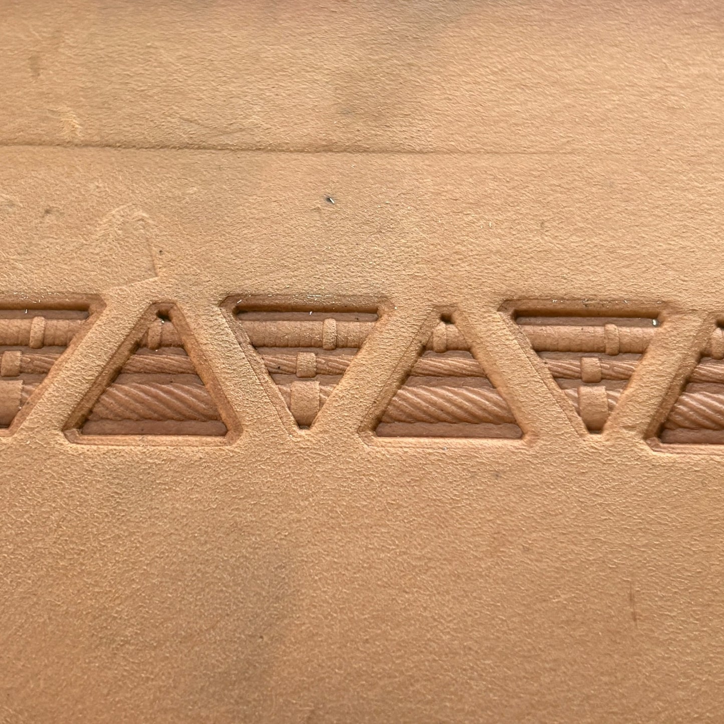 Geometric leather stamp LT313 — pattern imprint on veg-tan leather