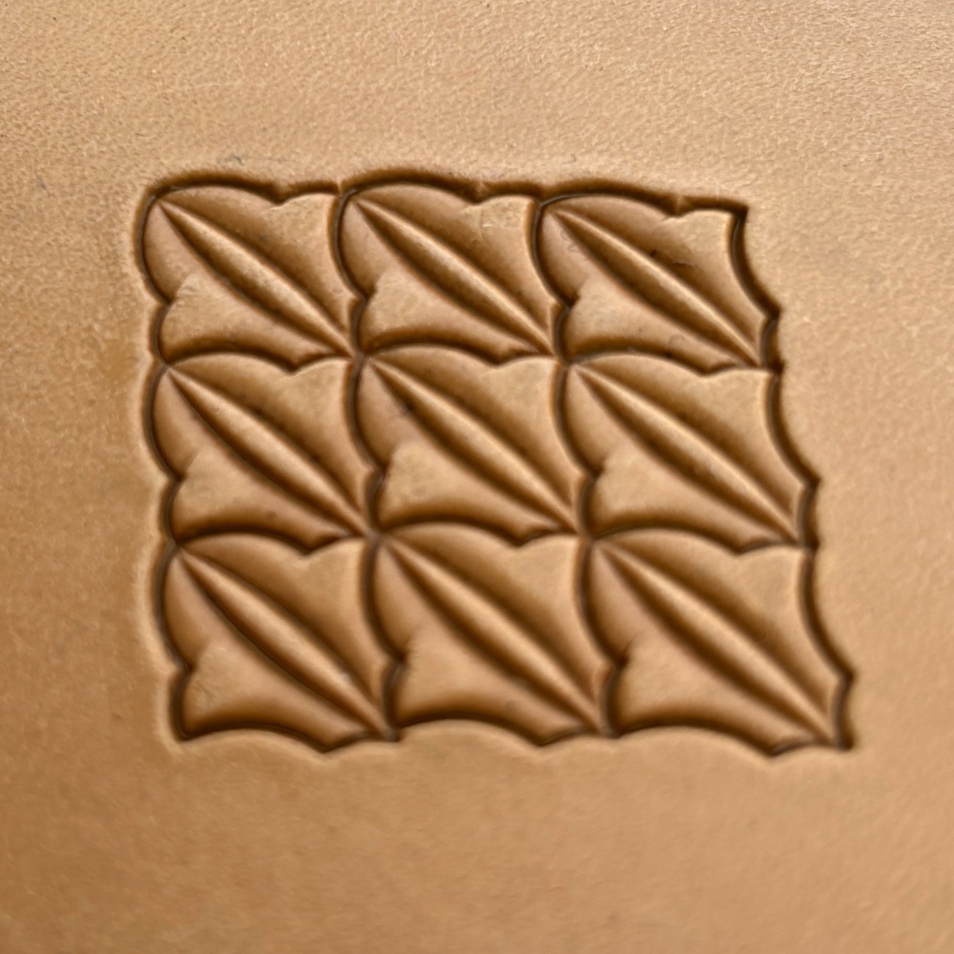 Geometric leather stamp LT315 — pattern imprint on veg-tan leather