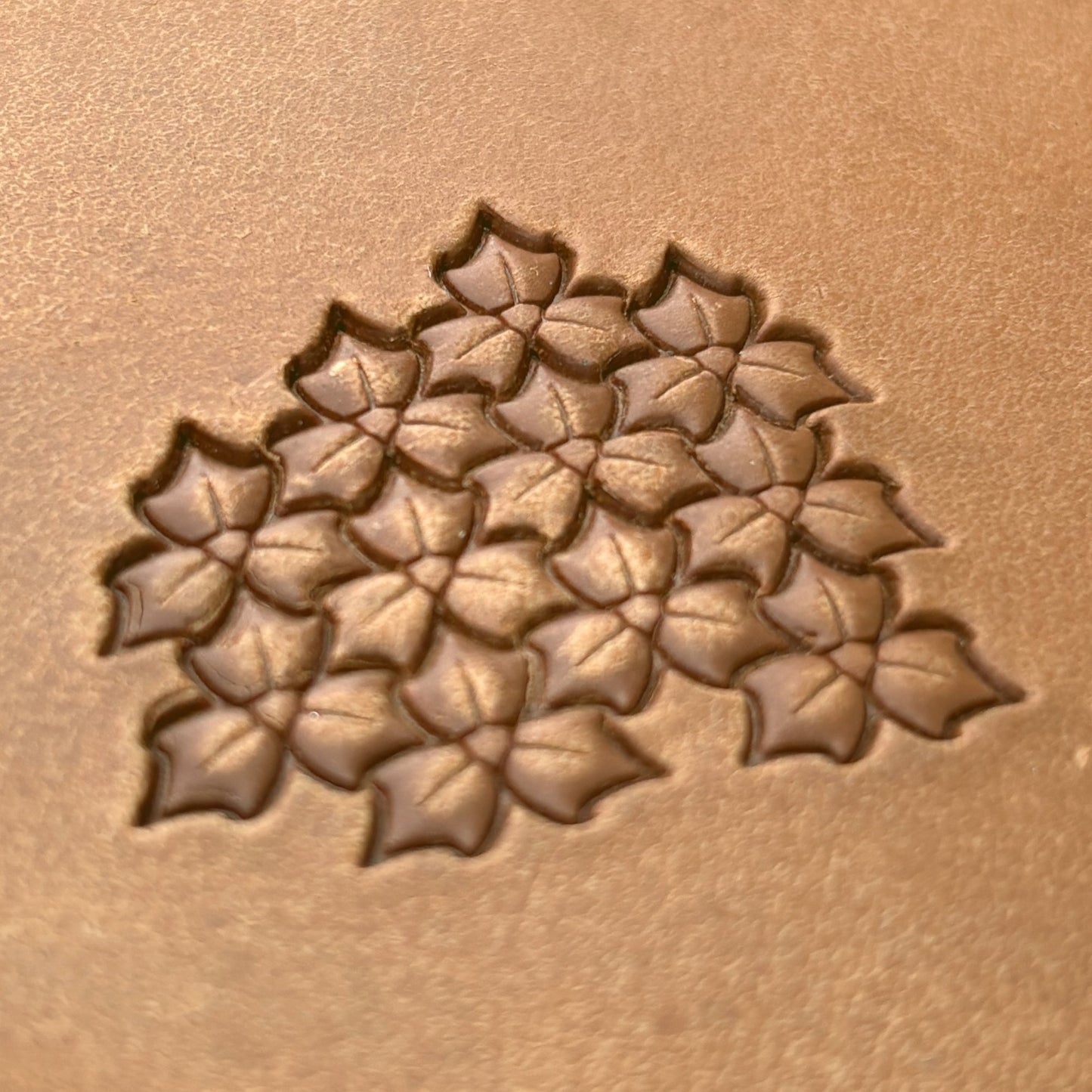 Floral Cluster Leaf leather stamp LT316 — pattern imprint on veg-tan leather