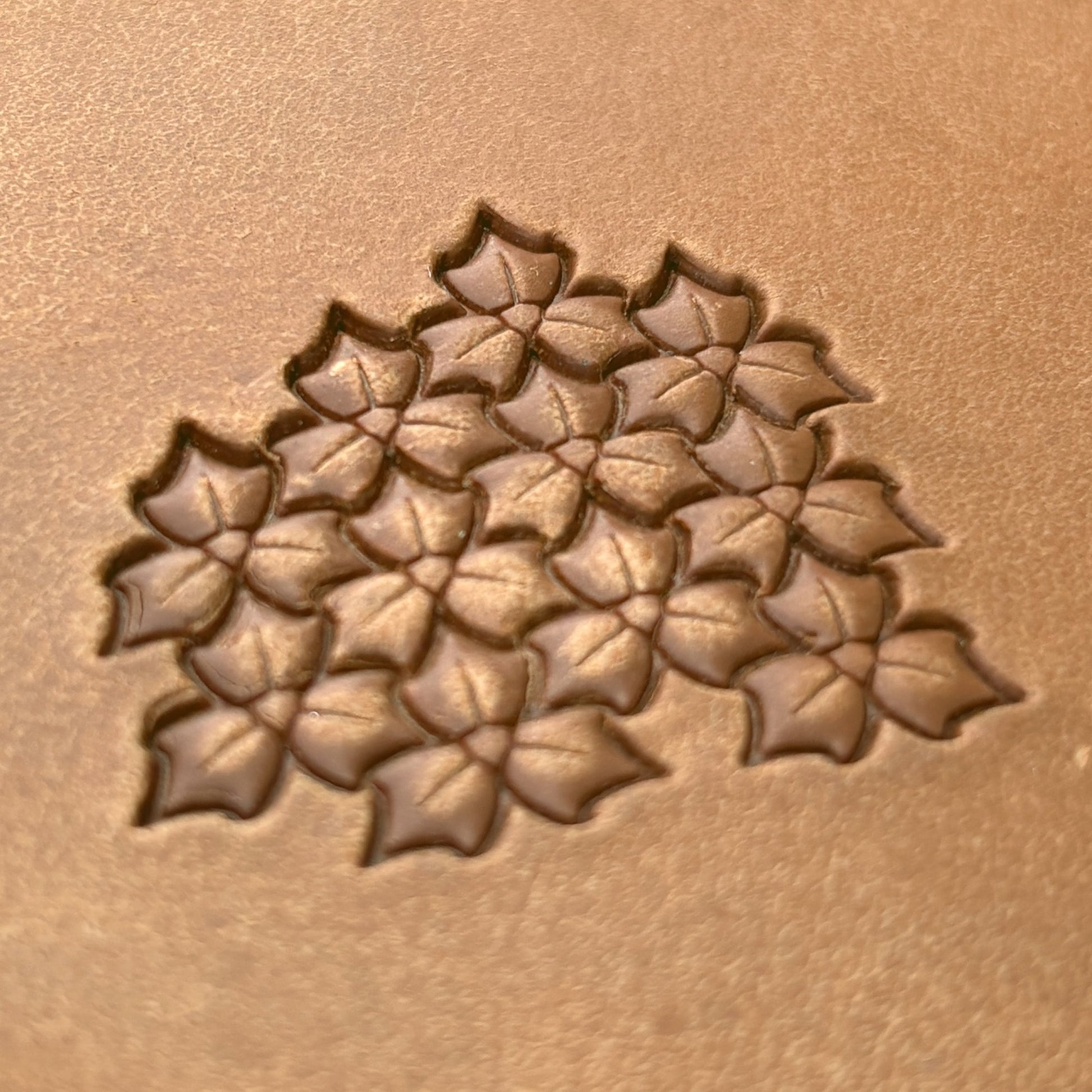 Floral Cluster Leaf leather stamp LT316 — pattern imprint on veg-tan leather