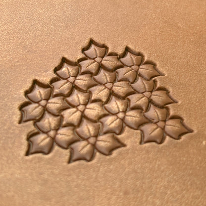 Floral Cluster Leaf leather stamp LT316 — pattern imprint on veg-tan leather