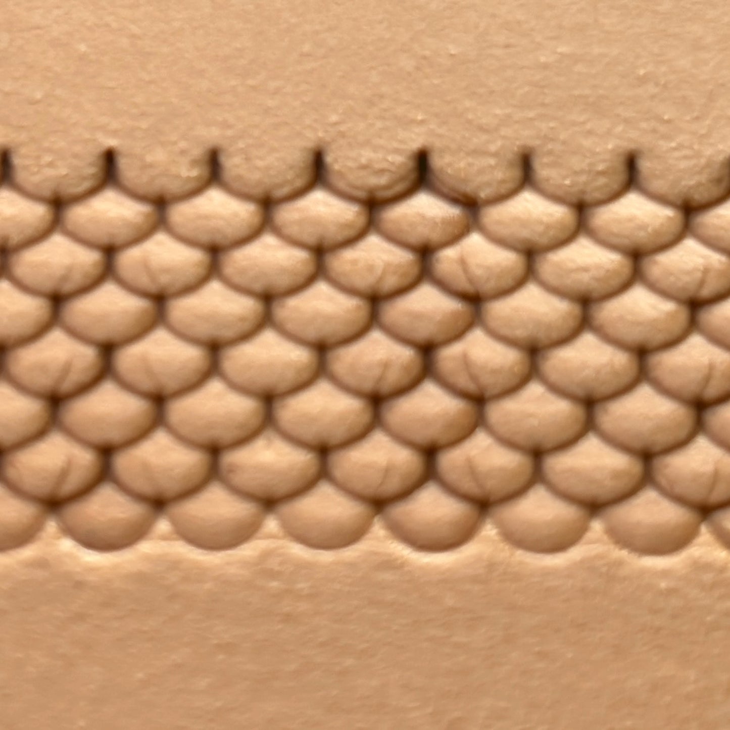 Scale Texture leather stamp LT317 — imprint on natural veg-tan leather