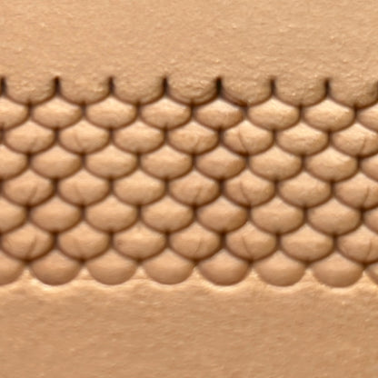 Scale Texture leather stamp LT317 — imprint on natural veg-tan leather