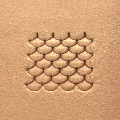 Scale Texture leather stamp LT317 — single impression on veg-tan leather