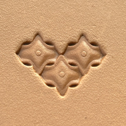 Diamond Tiles leather stamp LT319 — single impression on veg-tan leather