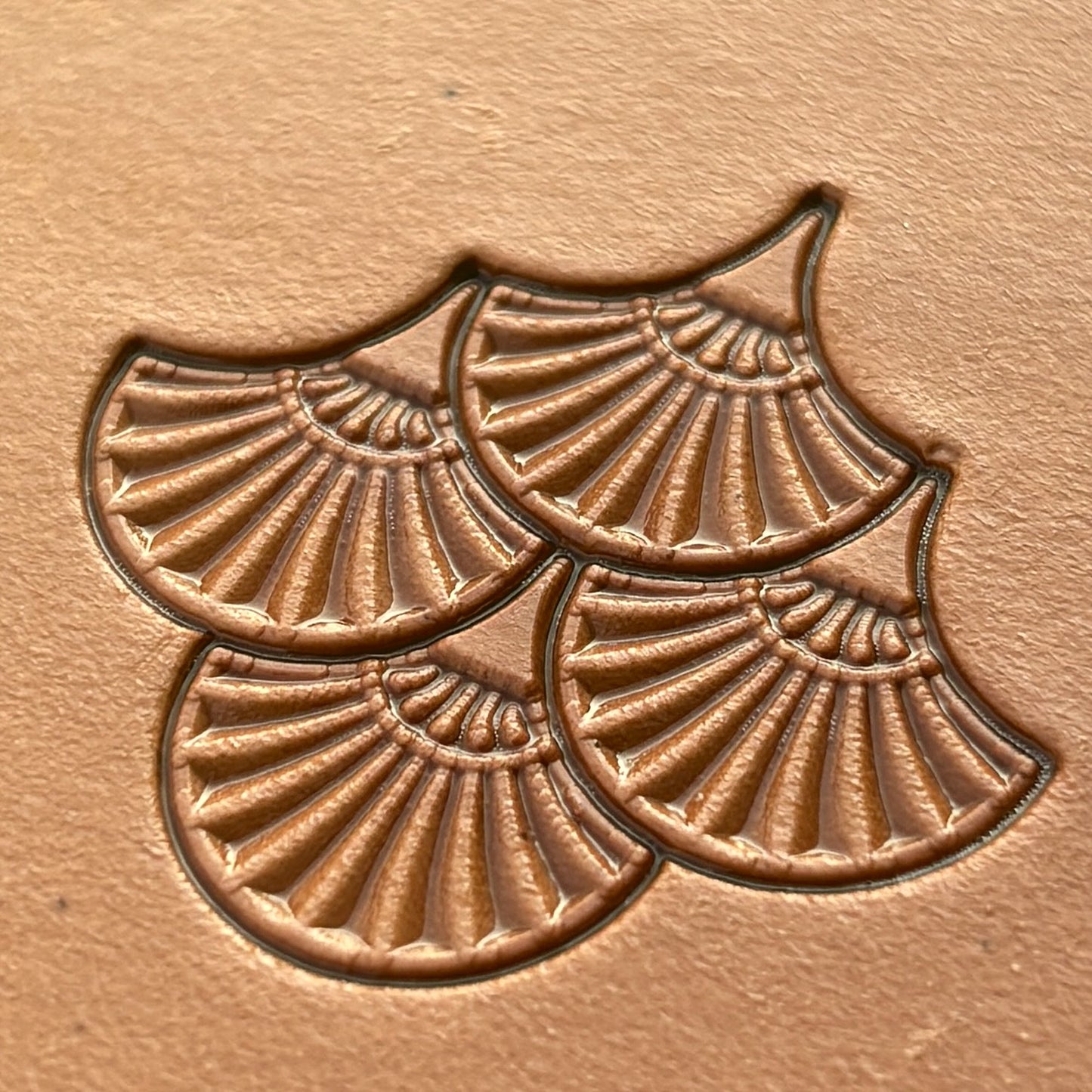 Geometric leather stamp LT322 — pattern imprint on veg-tan leather