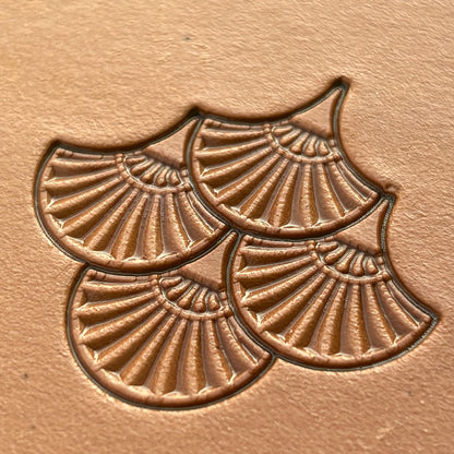 Geometric leather stamp LT322 — pattern imprint on veg-tan leather