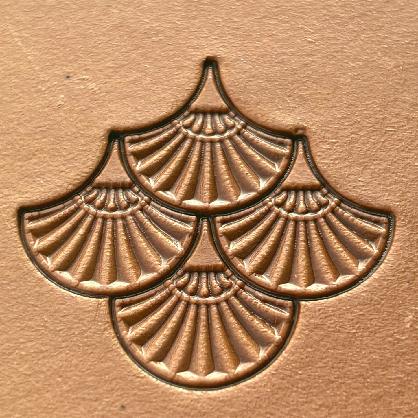 Geometric leather stamp LT322 — pattern imprint on veg-tan leather