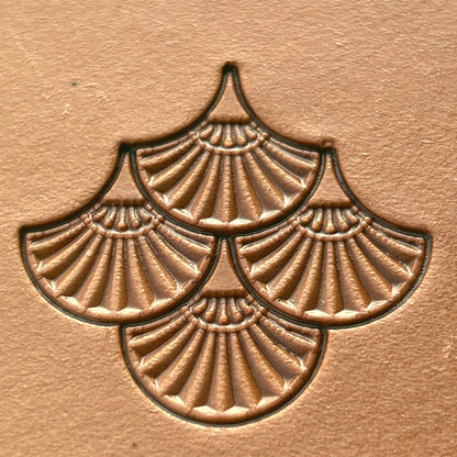 Geometric leather stamp LT322 — pattern imprint on veg-tan leather