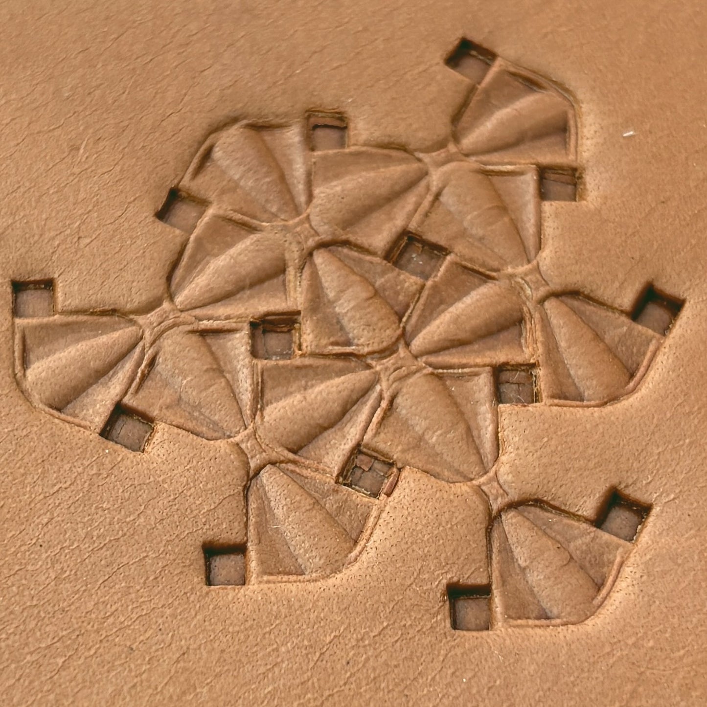 Hourglass Shape Geometric leather stamp LT323 — pattern imprint on veg-tan leather