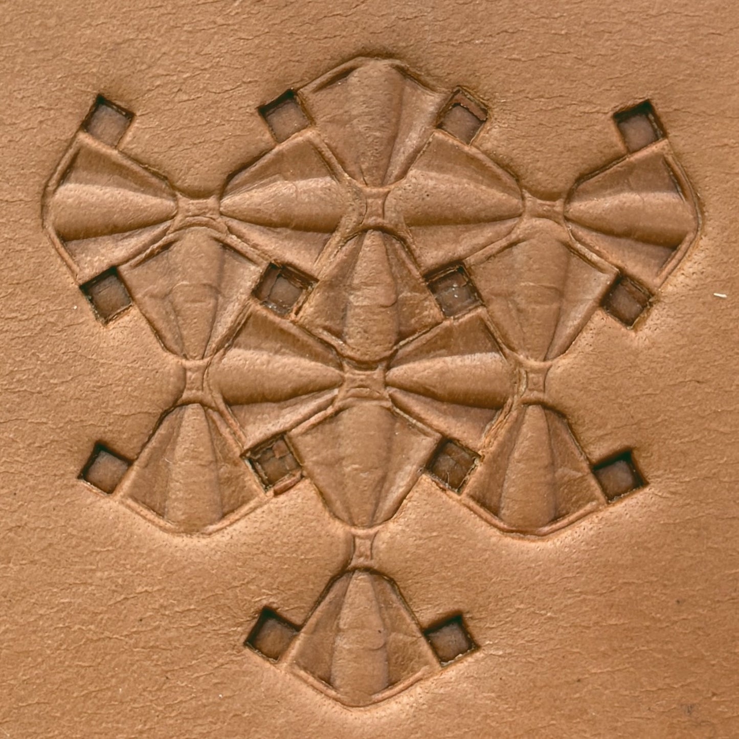Hourglass Shape Geometric leather stamp LT323 — pattern imprint on veg-tan leather