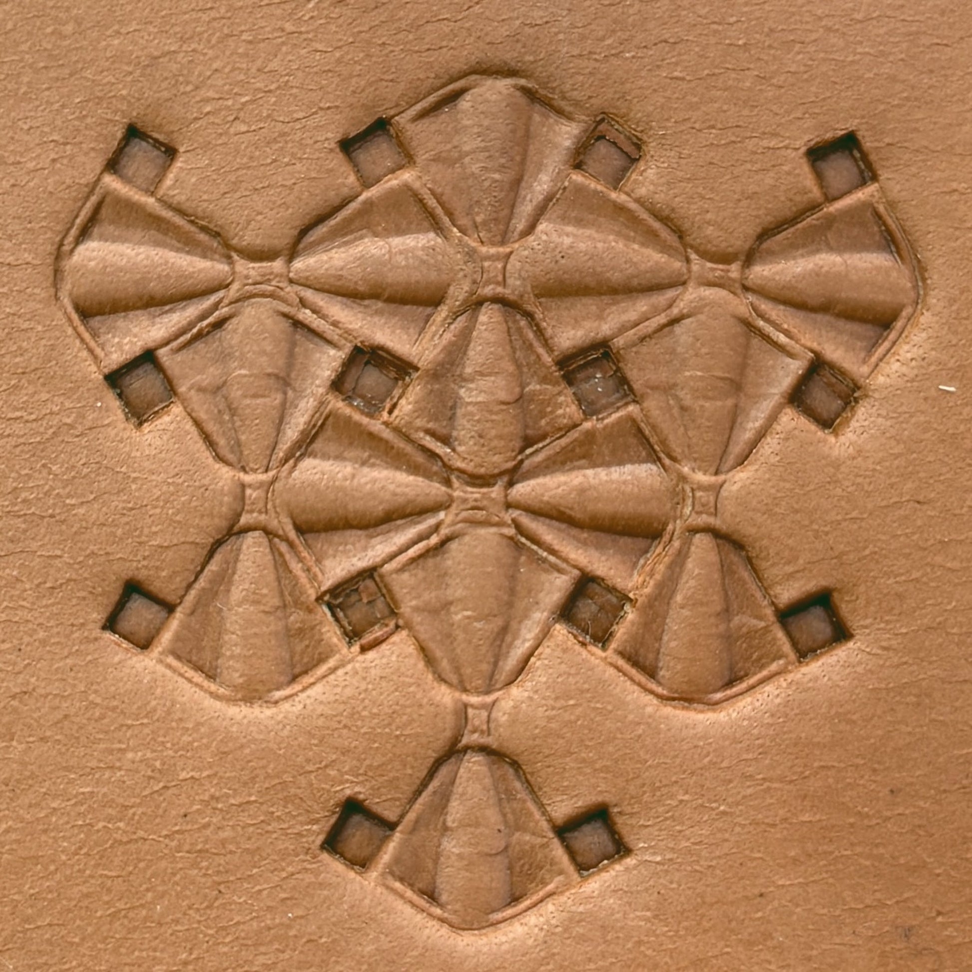 Hourglass Shape Geometric leather stamp LT323 — pattern imprint on veg-tan leather