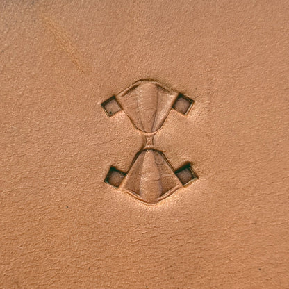 Hourglass Shape Geometric leather stamp LT323 — single impression on veg-tan leather