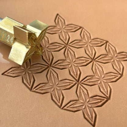 Star Mosaic Geometric leather stamp LT324 — pattern imprint on veg-tan leather
