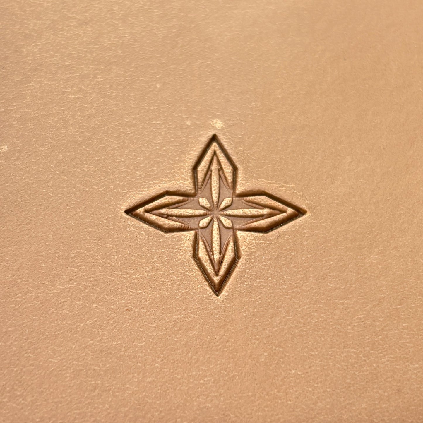 Star Mosaic Geometric leather stamp LT324 — pattern imprint on veg-tan leather