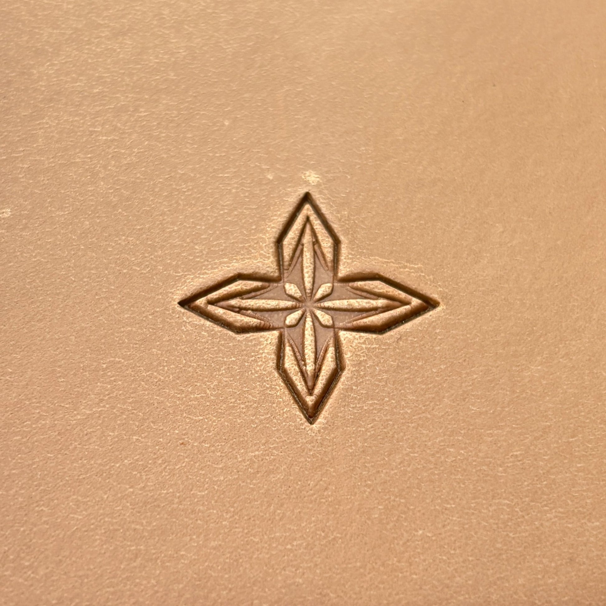 Star Mosaic Geometric leather stamp LT324 — pattern imprint on veg-tan leather