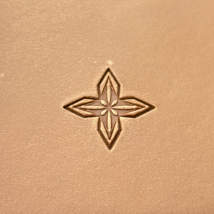 Star Mosaic Geometric leather stamp LT324 — pattern imprint on veg-tan leather