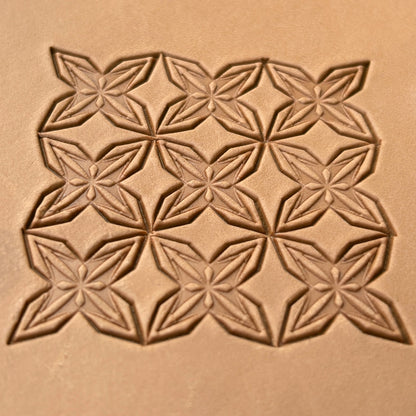 Star Mosaic Geometric leather stamp LT324 — single impression on veg-tan leather