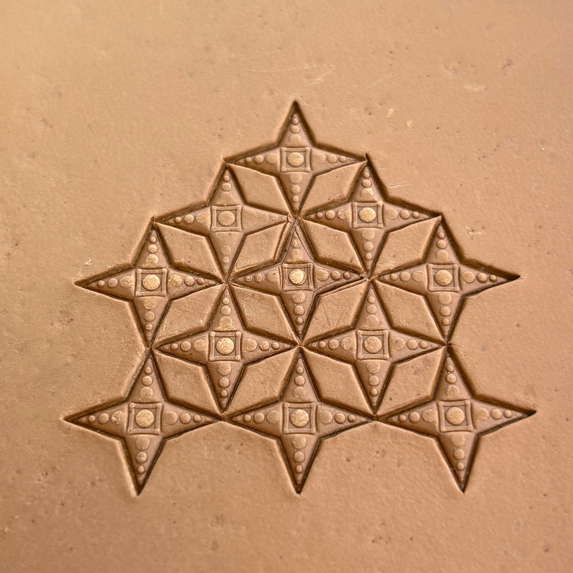 Geometric leather stamp LT325 — pattern imprint on veg-tan leather
