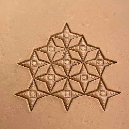 Geometric leather stamp LT325 — pattern imprint on veg-tan leather