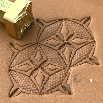 Honeycomb Texture Geometric leather stamp LT326 — brass stamping tool with imprint on natural veg-tan leather