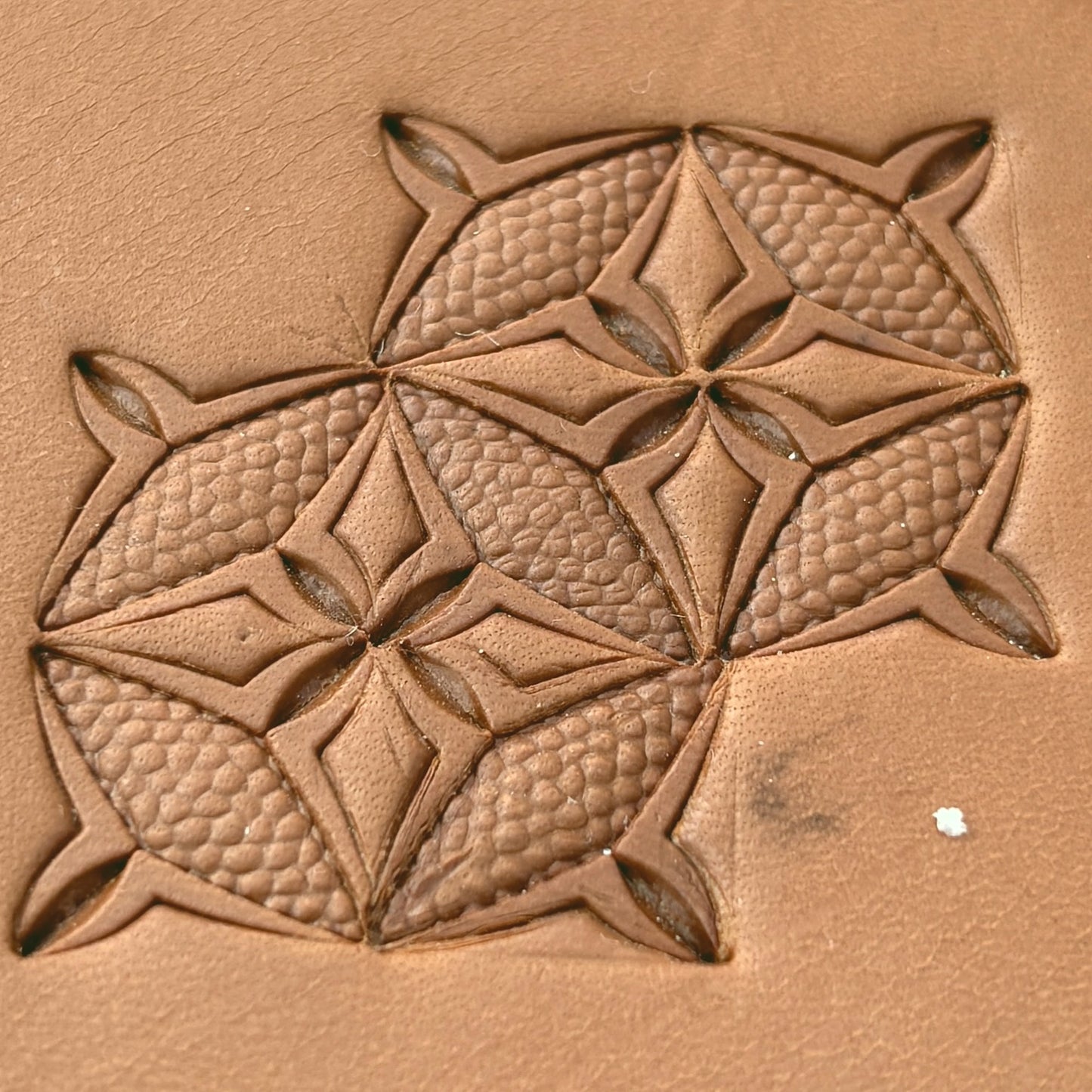 Honeycomb Texture Geometric leather stamp LT326 — pattern imprint on veg-tan leather
