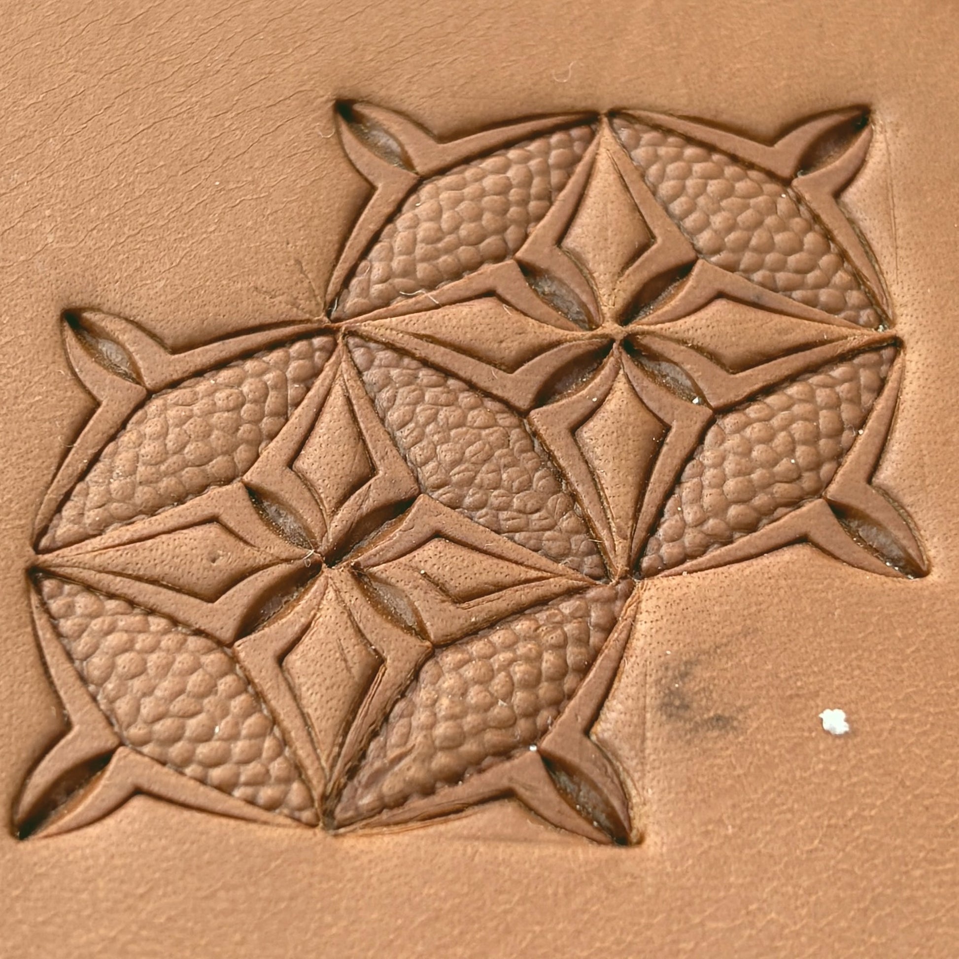 Honeycomb Texture Geometric leather stamp LT326 — pattern imprint on veg-tan leather