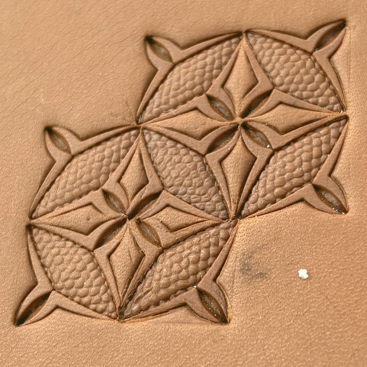 Honeycomb Texture Geometric leather stamp LT326 — pattern imprint on veg-tan leather