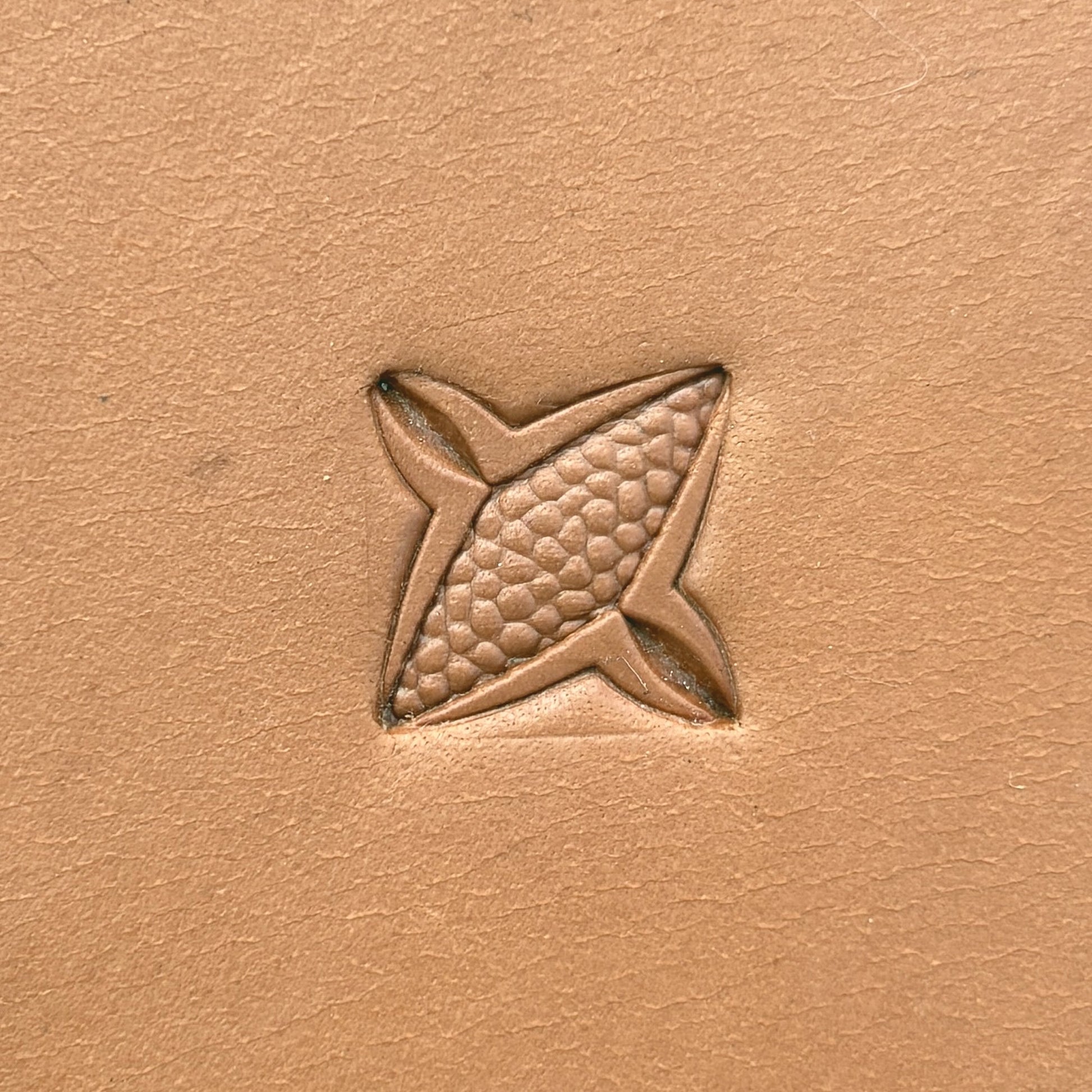Honeycomb Texture Geometric leather stamp LT326 — single impression on veg-tan leather