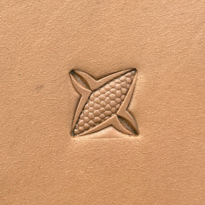 Honeycomb Texture Geometric leather stamp LT326 — single impression on veg-tan leather