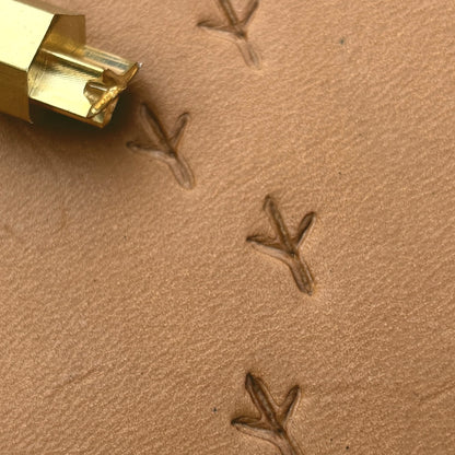 Bird Track Footprint leather stamp LT328 — pattern imprint on veg-tan leather