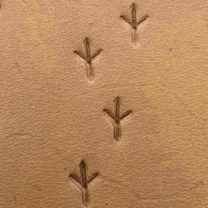 Bird Track Footprint leather stamp LT328 — pattern imprint on veg-tan leather