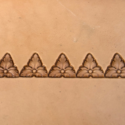Fleur Accent leather stamp LT329 — pattern imprint on veg-tan leather