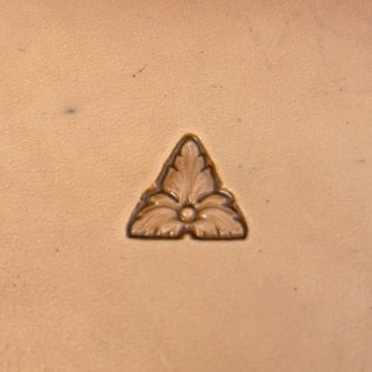 Fleur Accent leather stamp LT329 — single impression on veg-tan leather