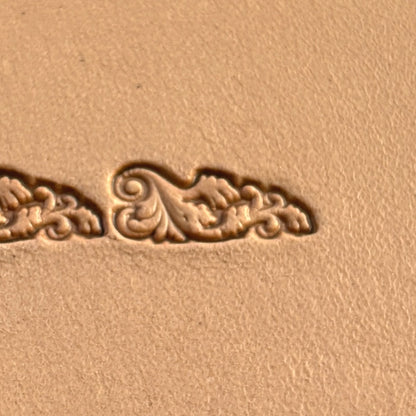 Scroll Border leather stamp LT331 — single impression on veg-tan leather