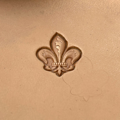 Fleur leather stamp LT332 — single impression on veg-tan leather