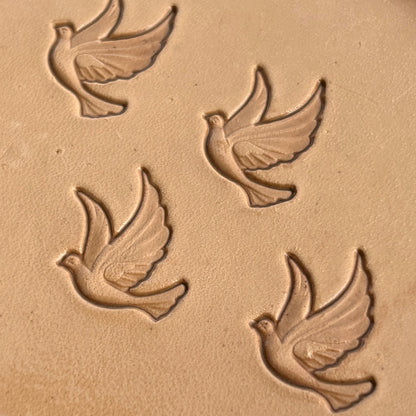 Swan leather stamp LT334 — pattern imprint on veg-tan leather