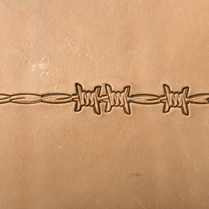 Barbed Wire leather stamp LT335 — pattern imprint on veg-tan leather